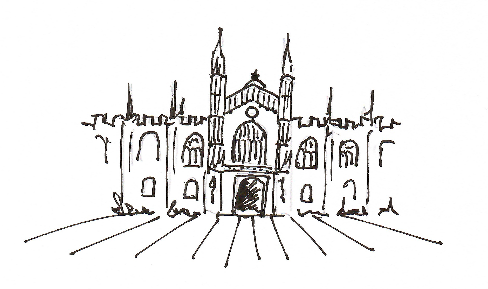 Stylised drawing of a University of Cambridge building
