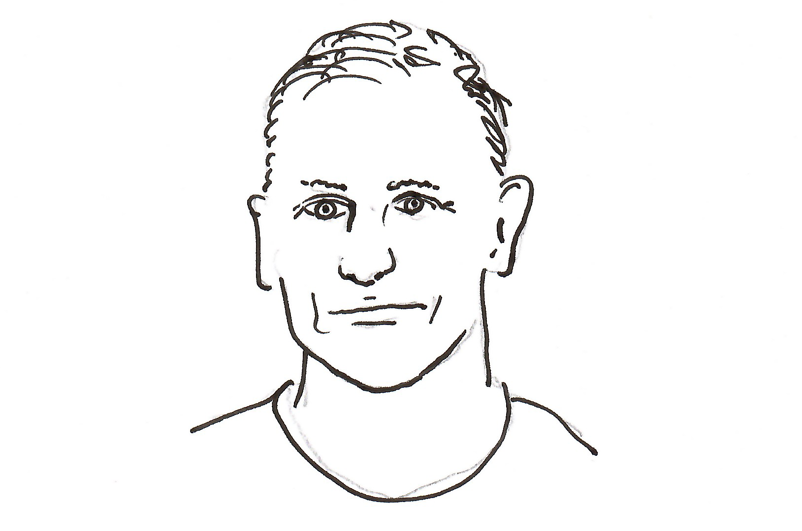 Stylised black-and-white drawing of Peter Thiel